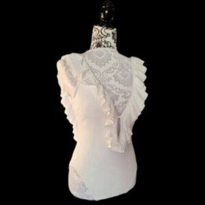 MICHAEL Michael Kors Ruffle Deep V - One Piece Swimsuit NWT Sz 12 White